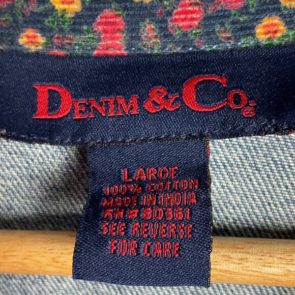 Denim and Co Womens Patchwork Denim Corduroy Jacket Large - Picture 7 of 11